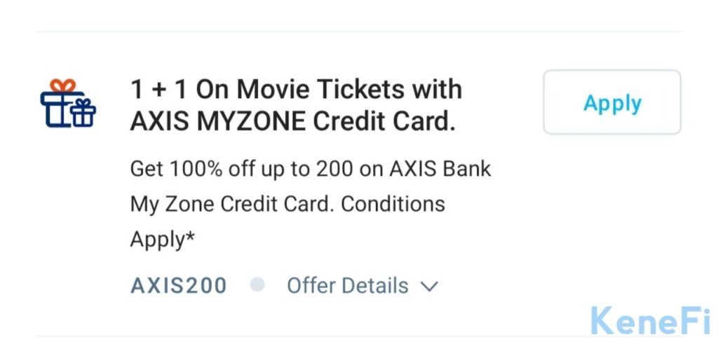 Axis bank my zone credit card movie offer